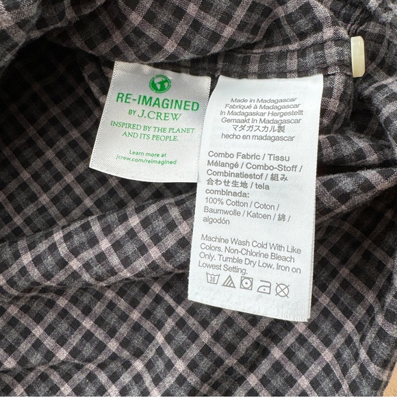 J Crew Men’s Long Sleeve Plaid Button Up Shirt Gray Black Organic Cotton - Picture 5 of 8